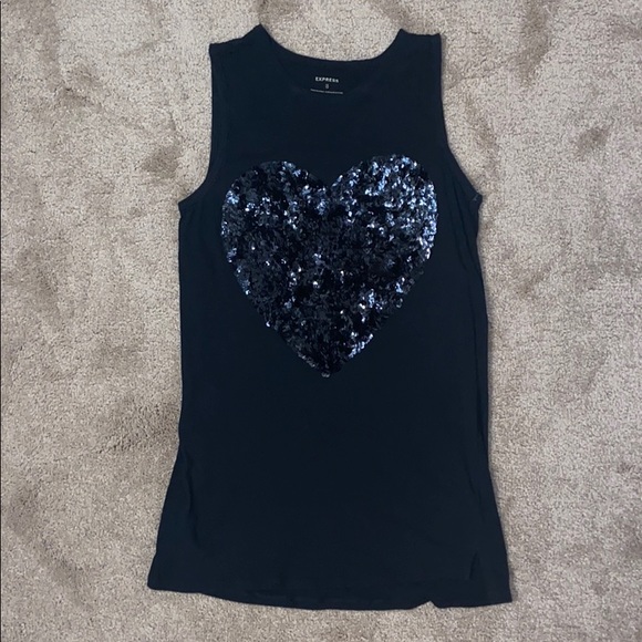 Express Tops - 🖤 Express Sequins Heart Tank 🖤